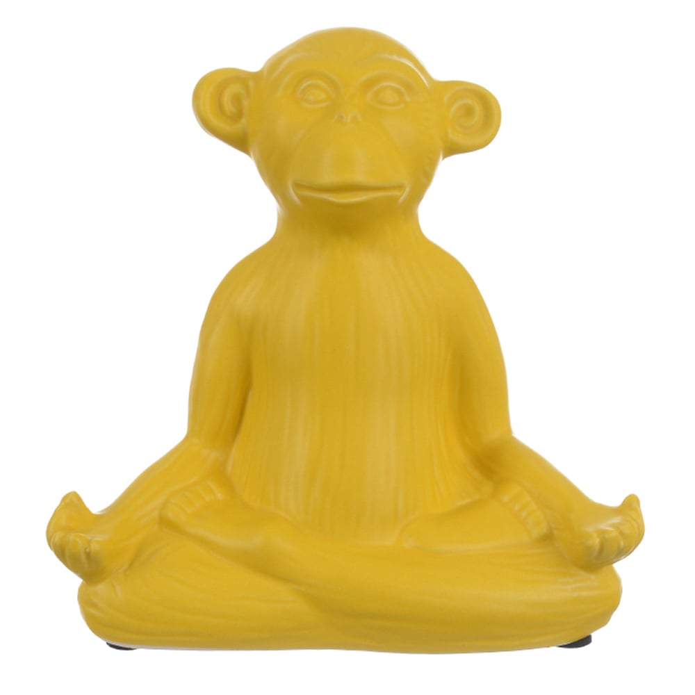MACACO CERAMICA DECOR YOGA (AMARELO) 17X17,5X8cm