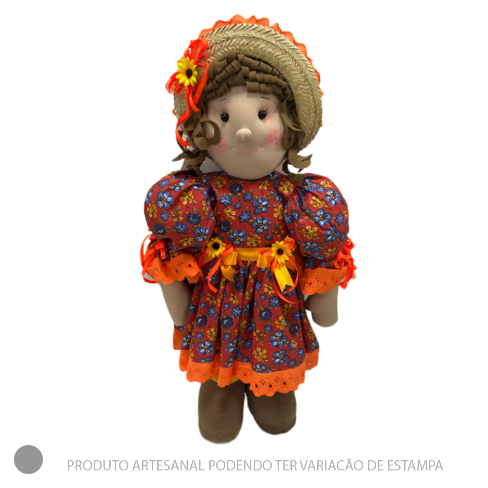 BONECA TECIDO MATUTA (LARANJA) 70CM