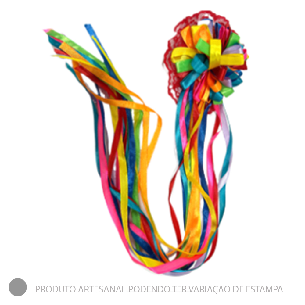 PRESILHA PARA CABELO FLOR FITAS (COLORIDO) 50CM