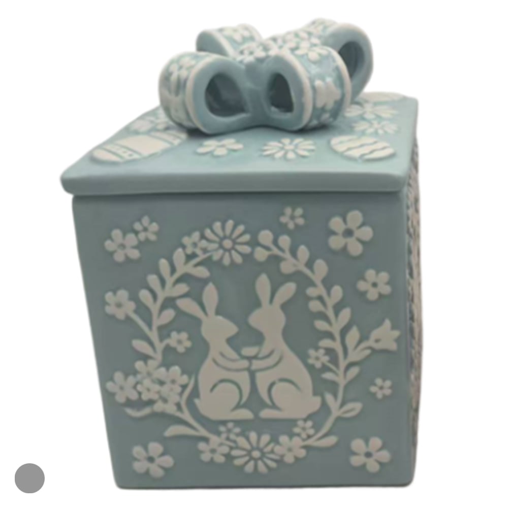 POTE DECORATIVO QUADRADO C/TAMPA (AZUL) 16cm