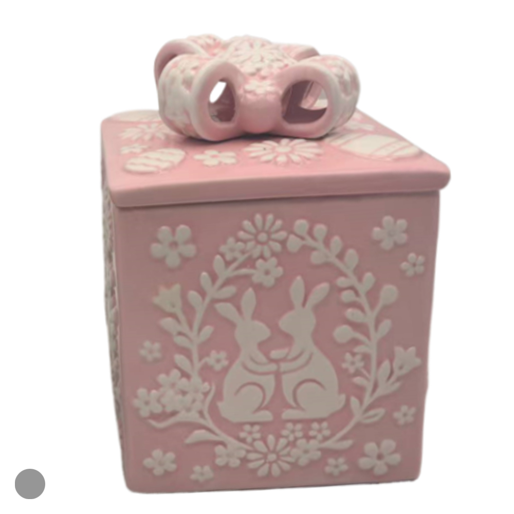 POTE DECORATIVO QUADRADO C/TAMPA (ROSA) 16cm