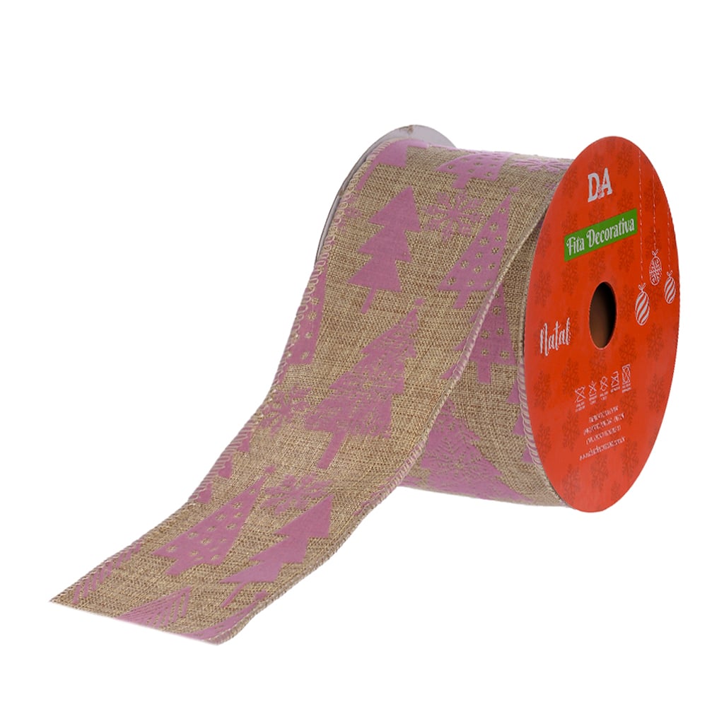 FITA ARAMADA LINHO C/COSTURA (BEGE ROSA) 6,3cmX9,14m
