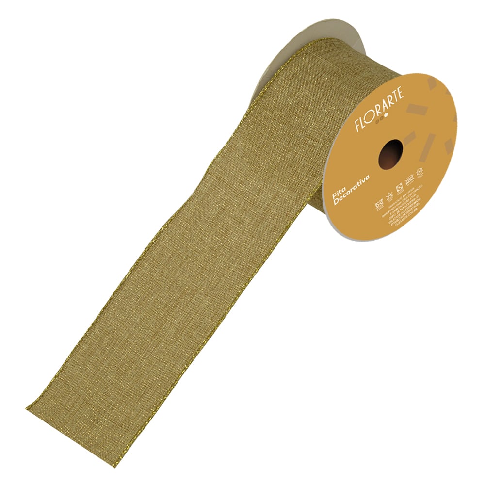 FITA ARAMADA TECIDO C/COSTURA (DOURADO) 6,3cmX9,14m