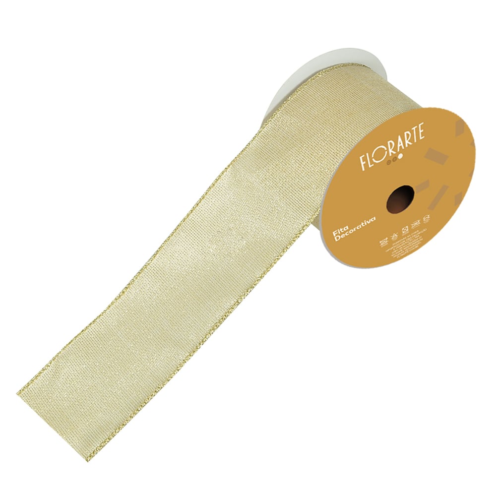 FITA ARAMADA TECIDO C/COSTURA (DOURADO CLARO) 6,3cmX9,14m