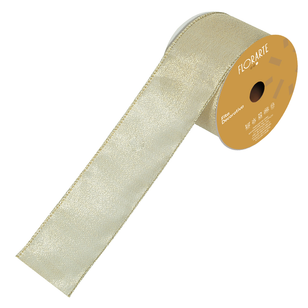 FITA ARAMADA TECIDO C/COSTURA (CHAMPANHE) 6,3cmX9,14m