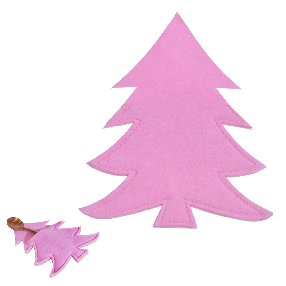 PORTA TALHER NATAL ARVORE (ROSA CLARO) 15X14cm