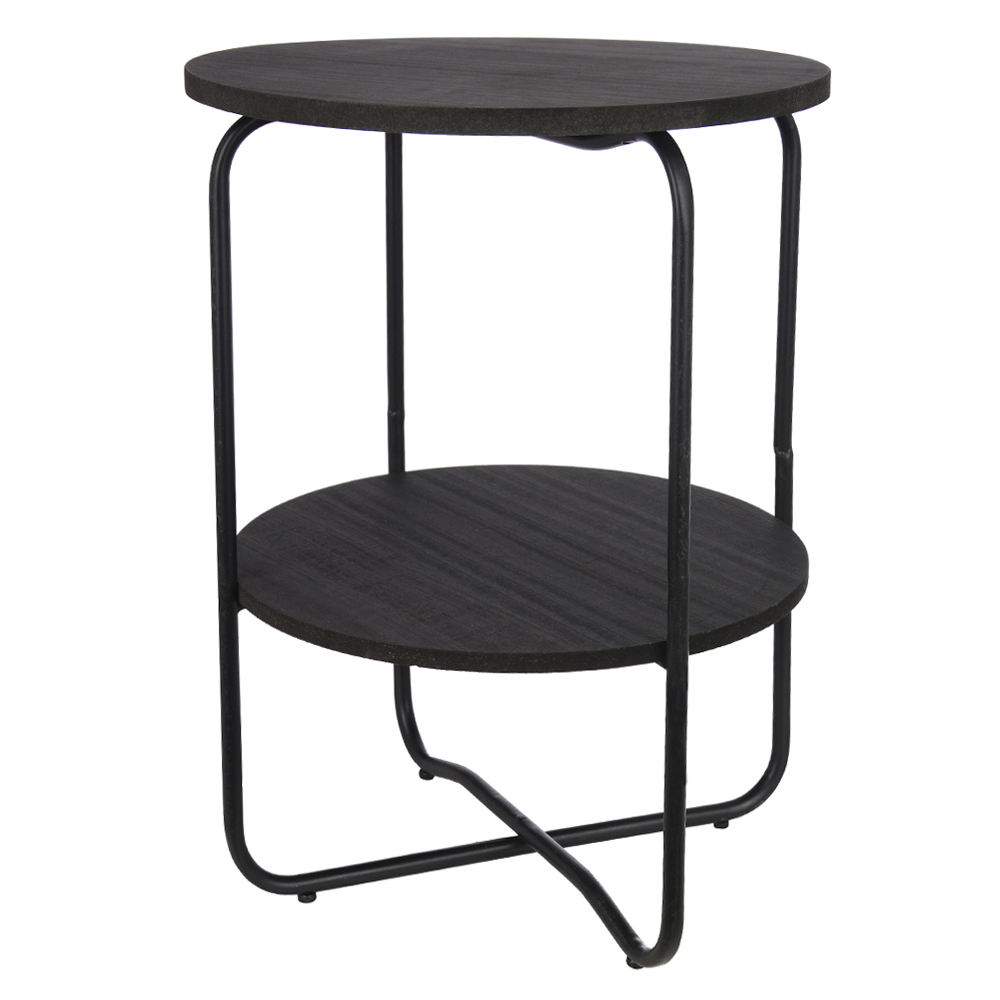 MESA LATERAL C/ PRATELEIRA METAL (PRETO) 54X42cm