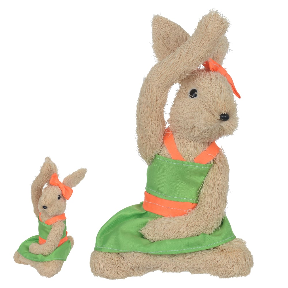 PASCOA BONECO COELHO FEMEA SISAL YOGA (VERDE LARANJA) 23X10cm