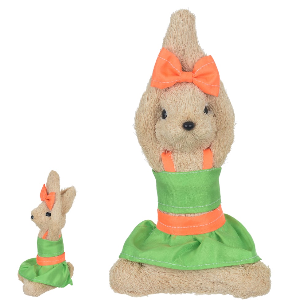 PASCOA BONECO COELHO FEMEA SISAL YOGA (VERDE LARANJA) 21X10cm