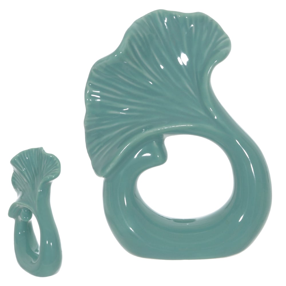 PORTA GUARDANAPO CERAMICA FOLHA (TURQUESA) 10X7,5X2,2cm