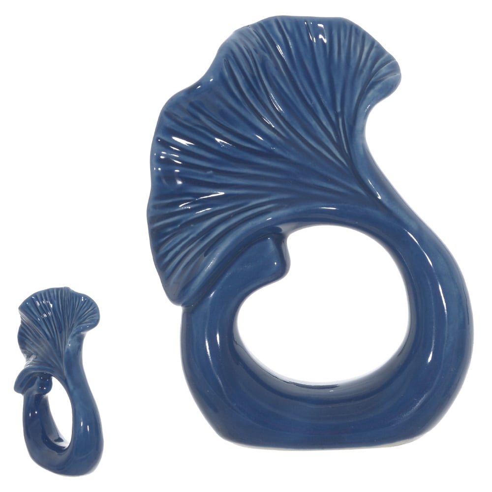 PORTA GUARDANAPO CERAMICA FOLHA (AZUL) 10X7,5X2,2cm