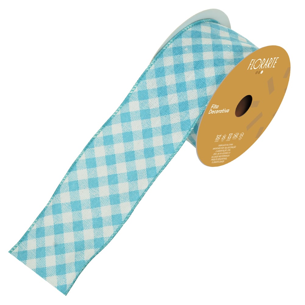 FITA ARAMADA TECIDO (TURQUESA BRANCO) 6,3cmX9,14m