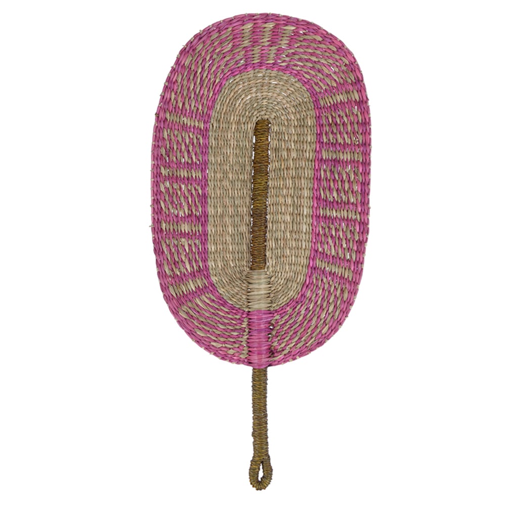 LEQUE DECORATIVO SEAGRASS (ROSA LARANJA) 28X60cm