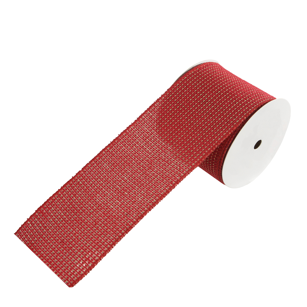 FITA ARAMADA JUTA C/FIO METALIZADO (VERMELHO DOURADO) 10cmX9,14m