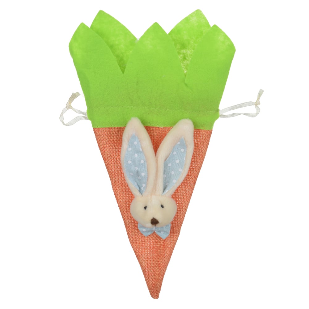 PASCOA EMBALAGEM CENOURA C/COELHO (LARANJA AZUL) 24cm