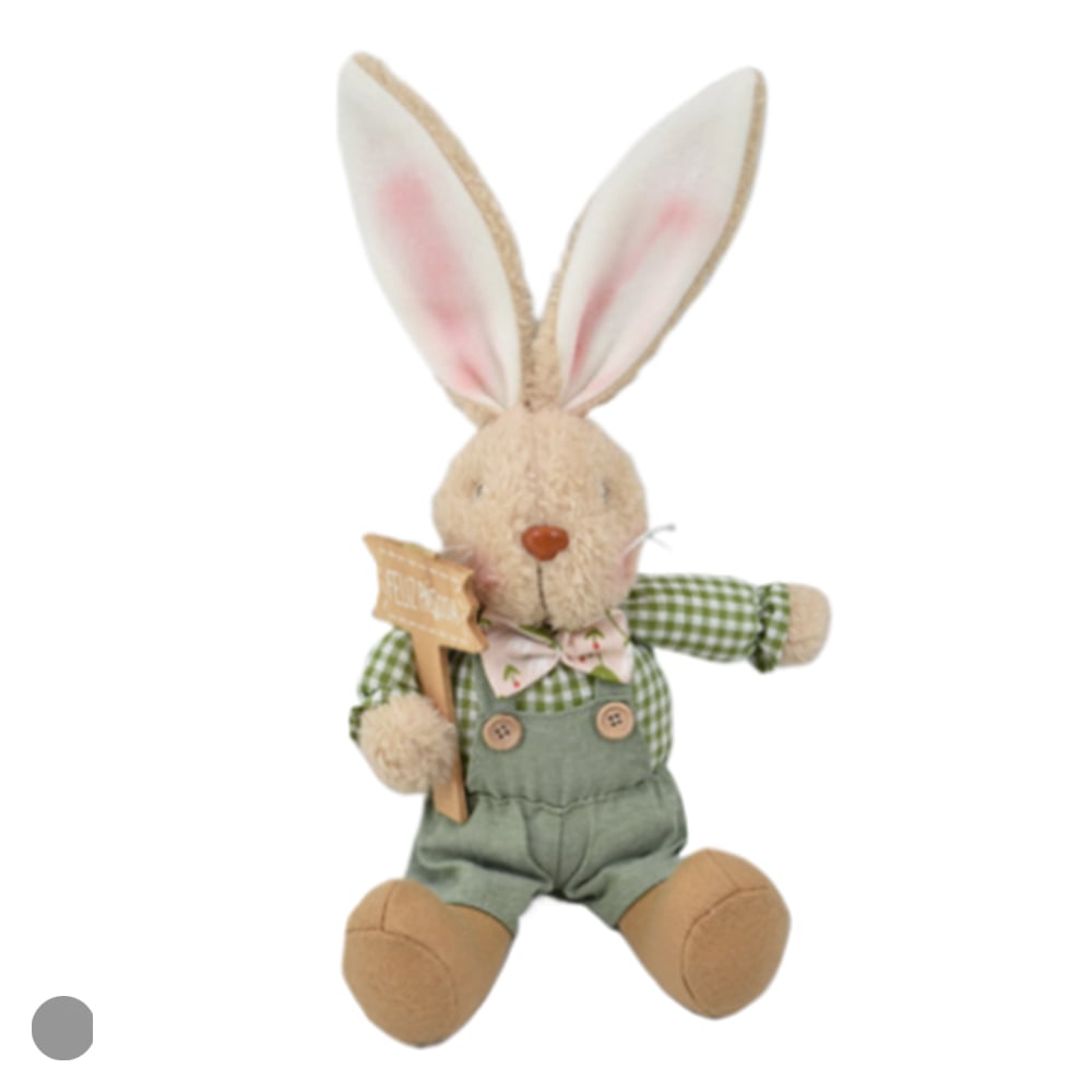 BONECO COELHO PLAQUINHA SENTADO MORANGO (VERDE) 33X19X9cm