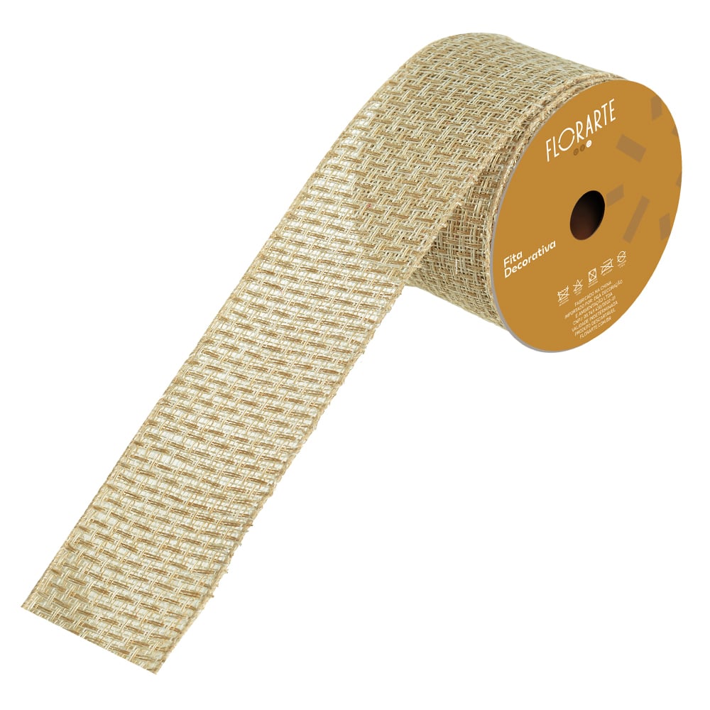 FITA ARAMADA TECIDO XADREZ C/COSTURA (BEGE) 6,3cmX9,14m