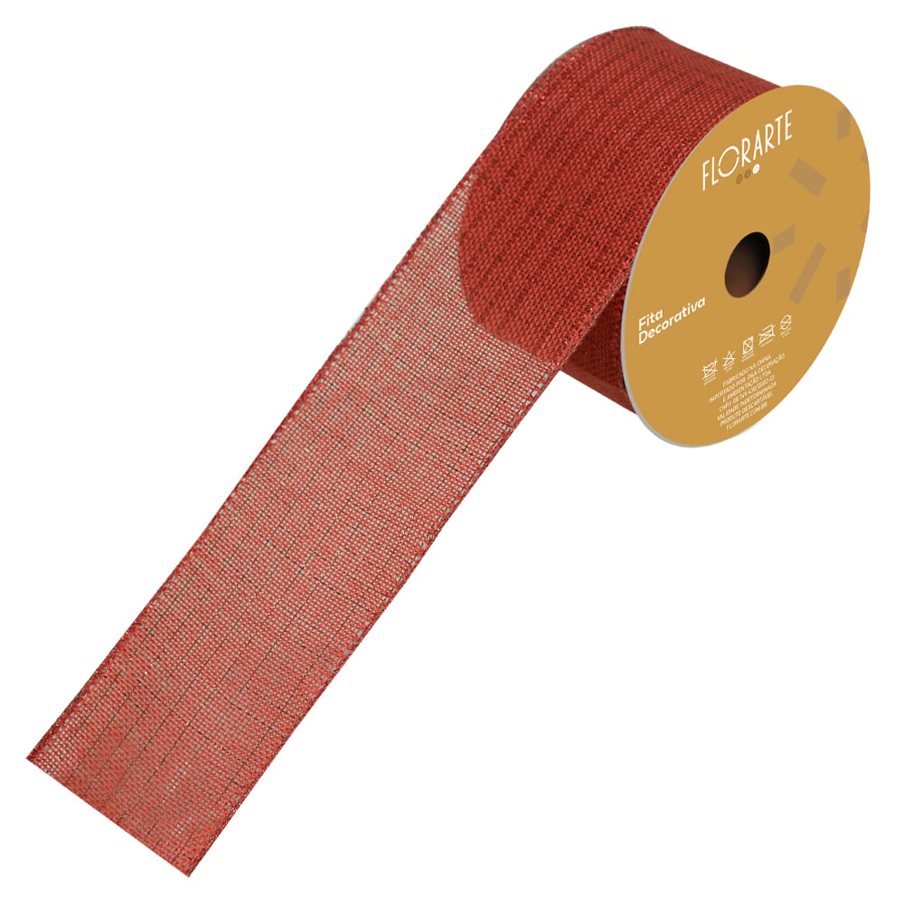 FITA ARAMADA JUTA C/COSTURA (VERMELHO) 6,3cmX9,14m