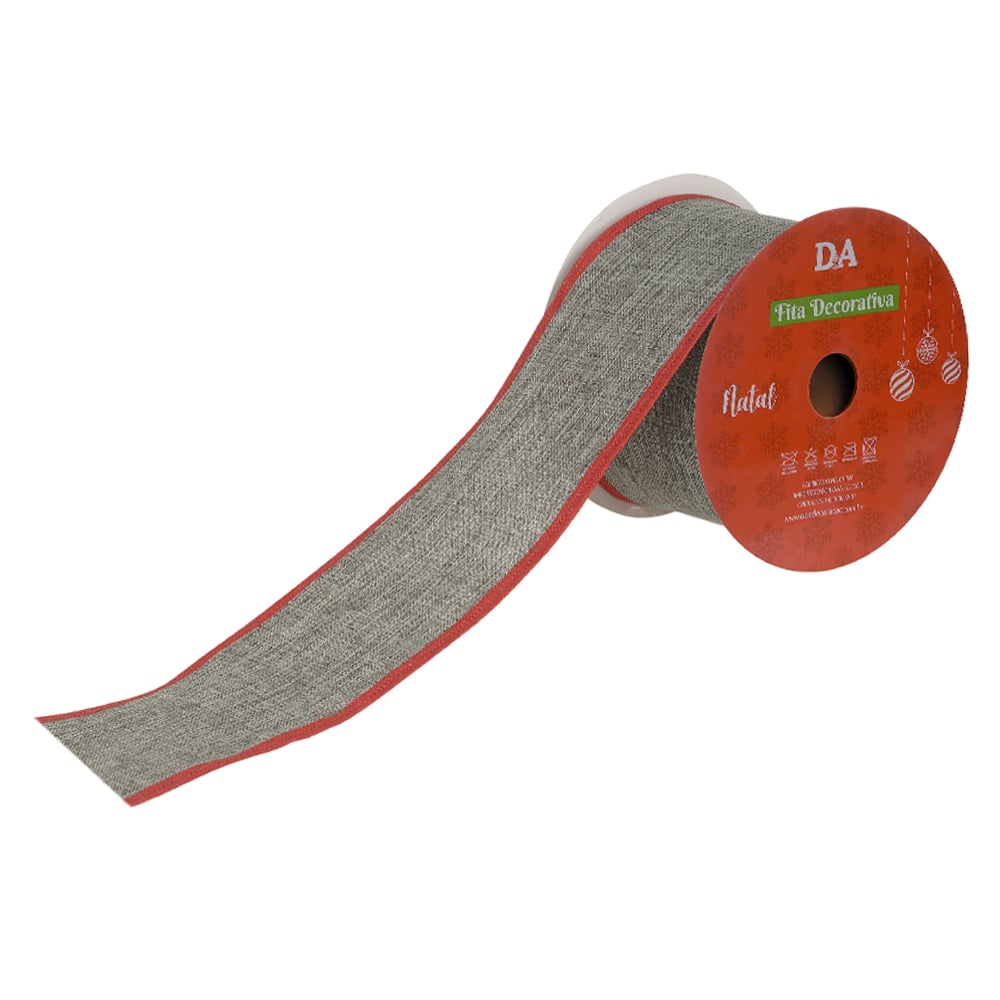 FITA ARAMADA LINHO C/COSTURA (CINZA VERMELHO) 6,3cmX9,14m