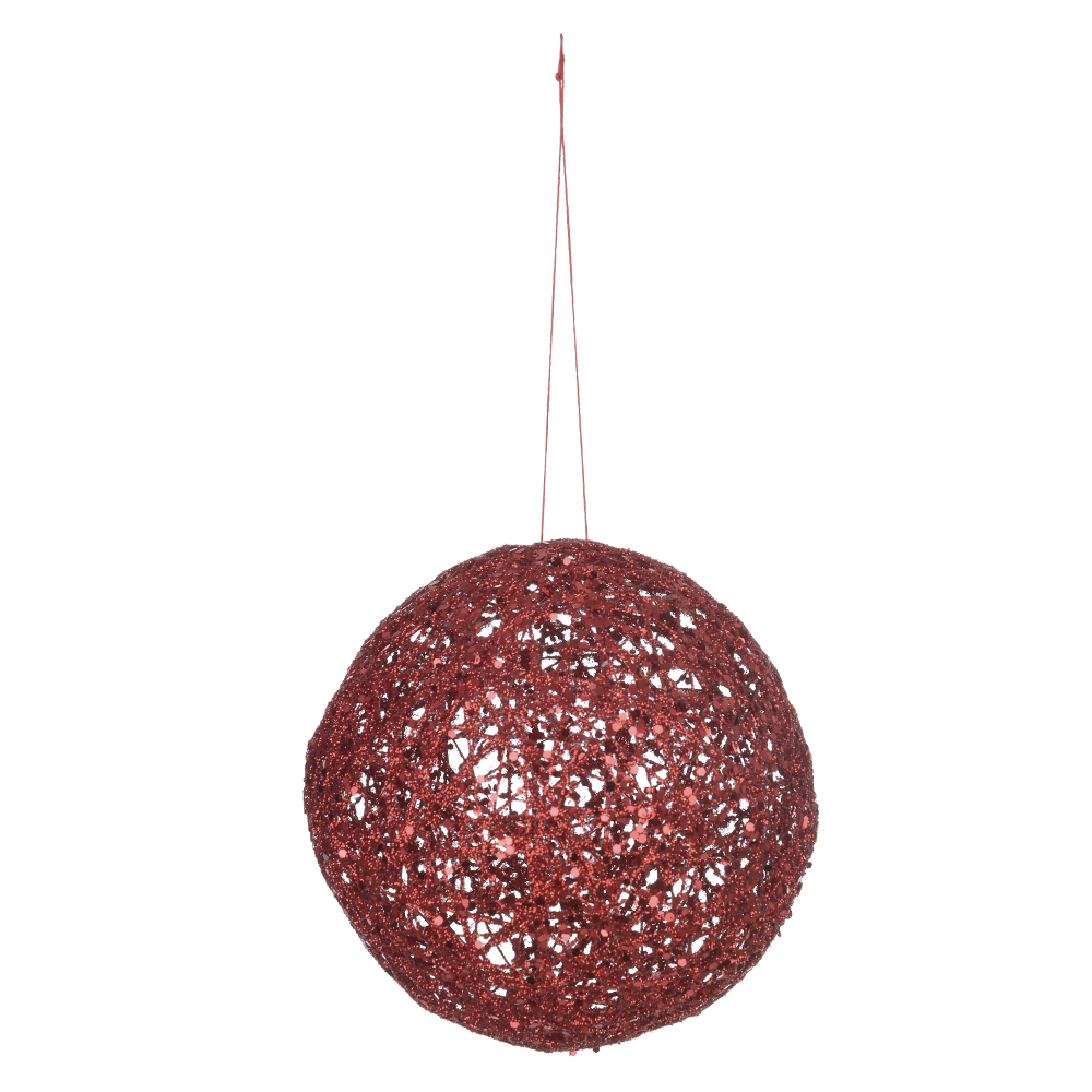 BOLA DECORADA NATAL ARAMADA (VERMELHO) 15cm