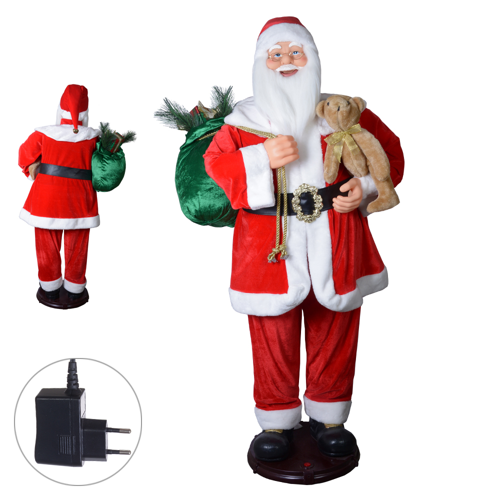PAPAI NOEL EM PE NATAL BIVOLT C/MOV E SOM (VERMELHO BRANCO) 1,5m