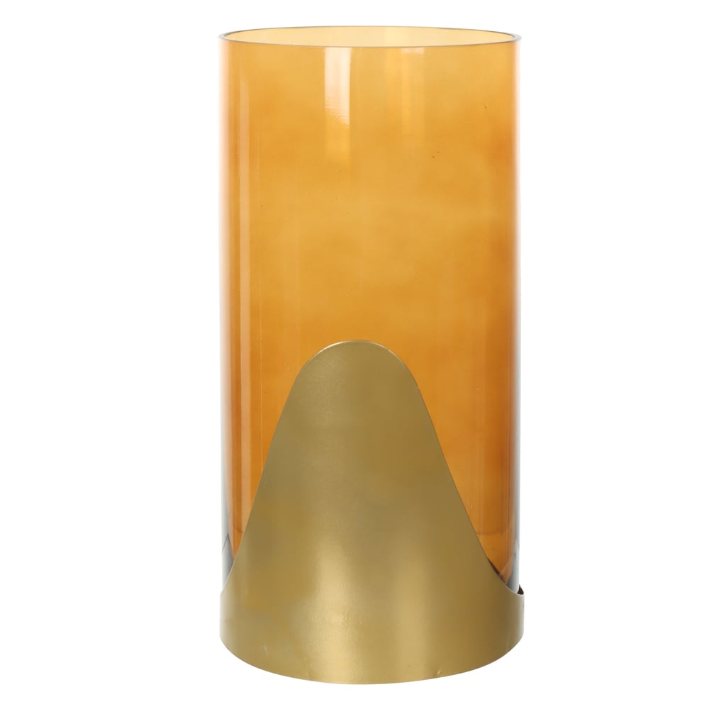 VASO DECORATIVO VIDRO COM METAL (AMBAR) 25cm 13d