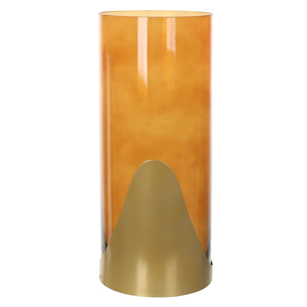 VASO DECORATIVO VIDRO COM METAL (AMBAR) 35cm 15d