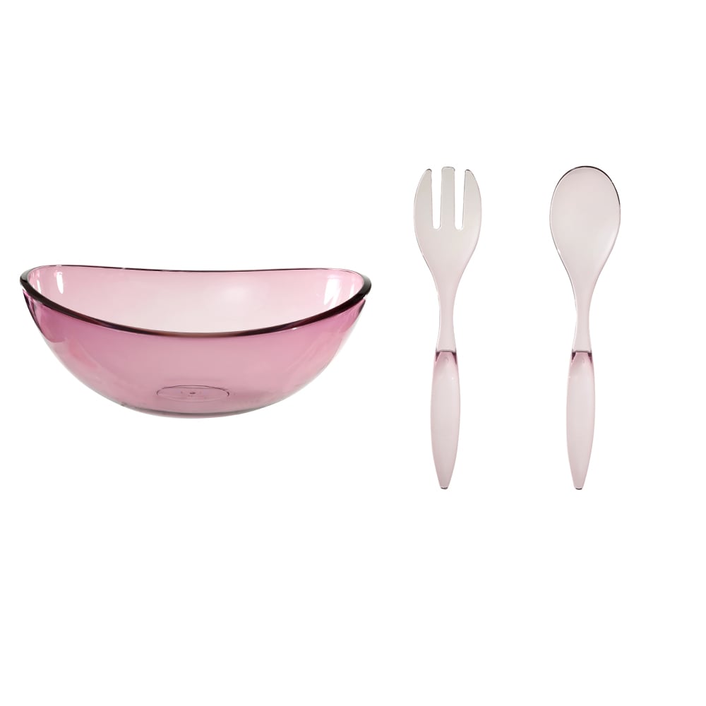SALADEIRA C/TALHERES ACRILICO 32X10cm ESSENTIAL C/3 PCS (ROXO)