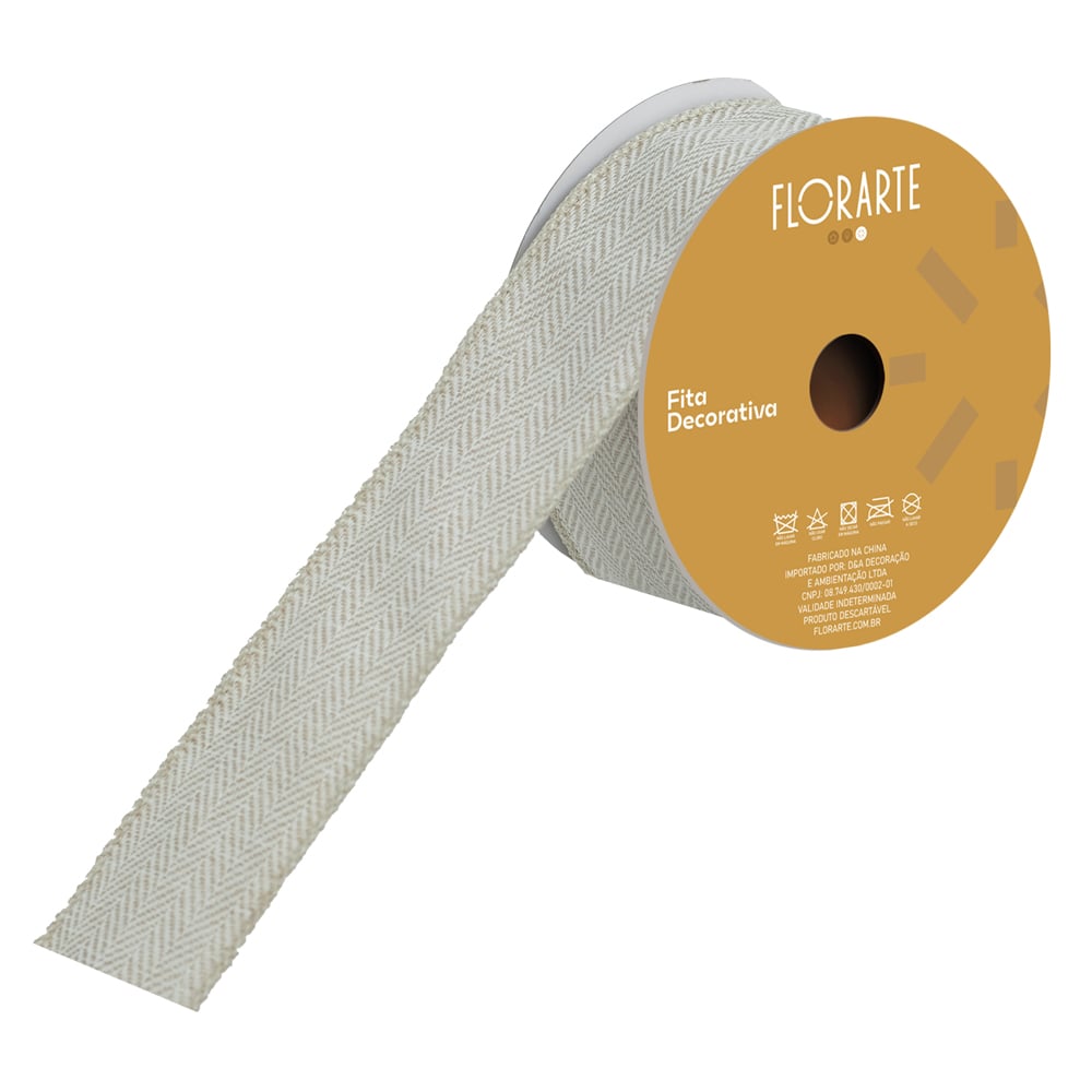 FITA ARAMADA TECIDO C/COSTURA (BEGE BRANCO) 6,3cmX9,14m