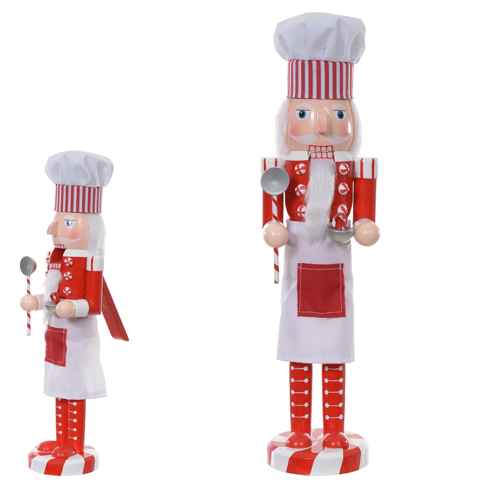 DECORACAO  EM MADEIRA QUEBRA NOZES 38X8,4cm (VERMELHO BRANCO)