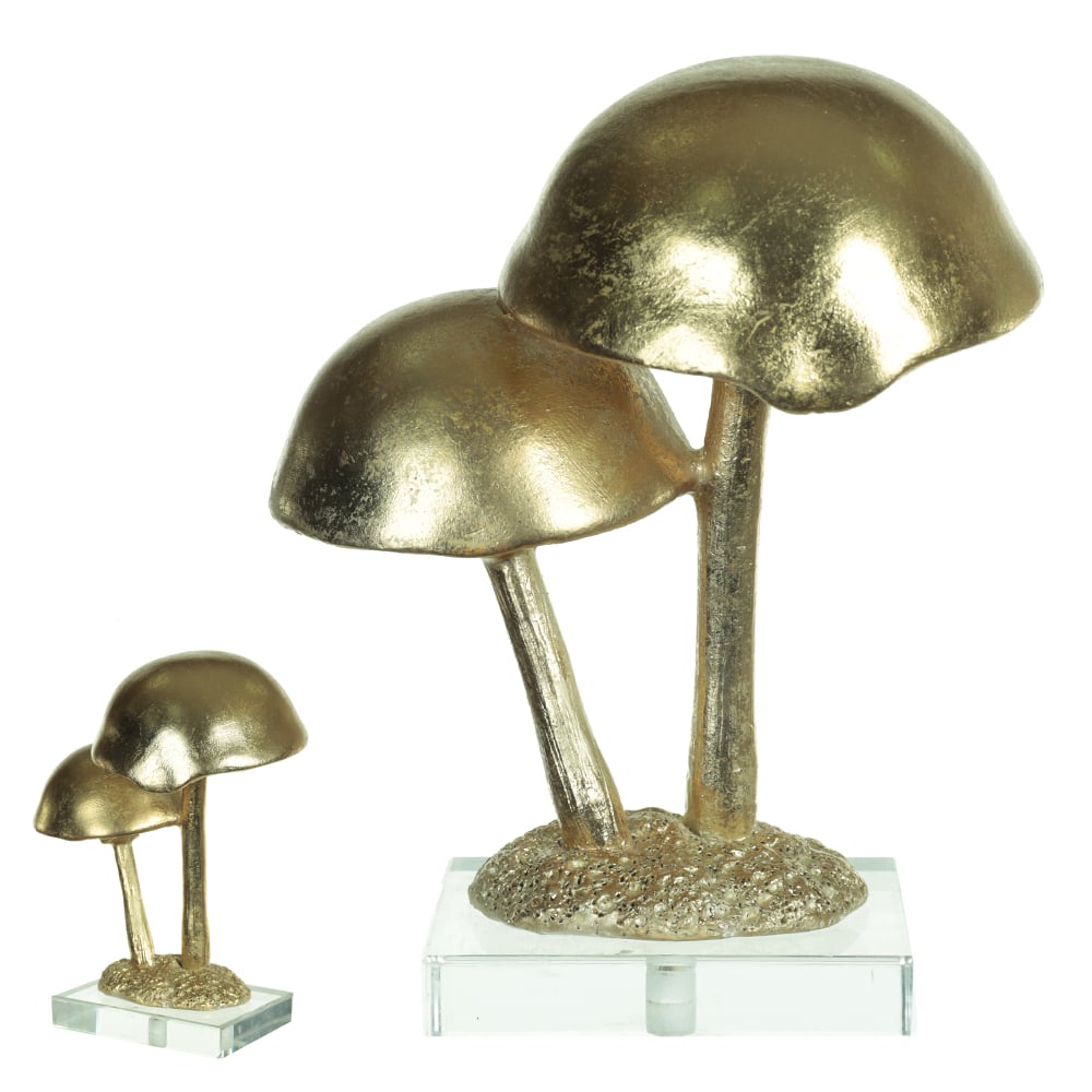 ESCULTURA DECORATIVA POLIRESINA COGUMELO (DOURADO) 19X15,4X11cm