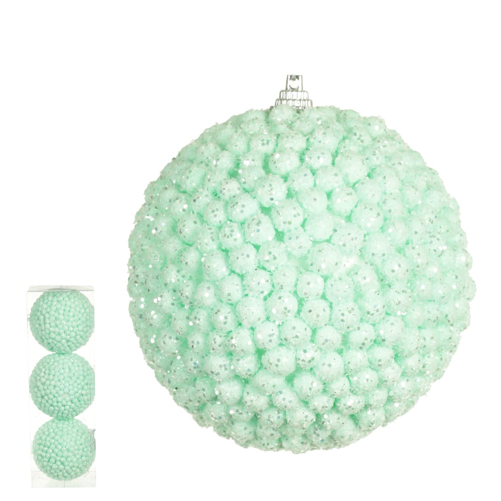 BOLA DECORADA NATAL C/3 PVC (VERDE) 10cm