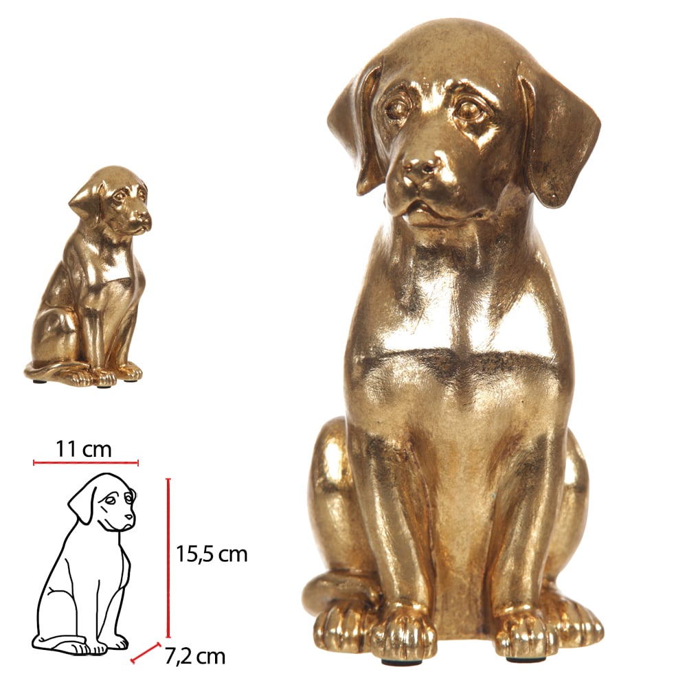 ESCULTURA DECORATIVA POLIRESINA CACHORRO (DOURADO) 15,5X7,2X11cm