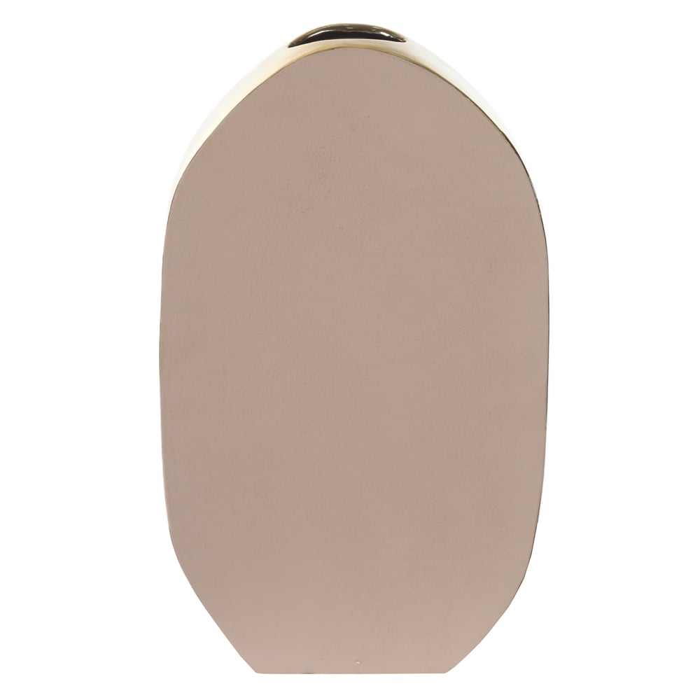 VASO DECORATIVO CERAMICA TEXTURIZADO (BEGE DOURADO) 37,5X22X8,5cm