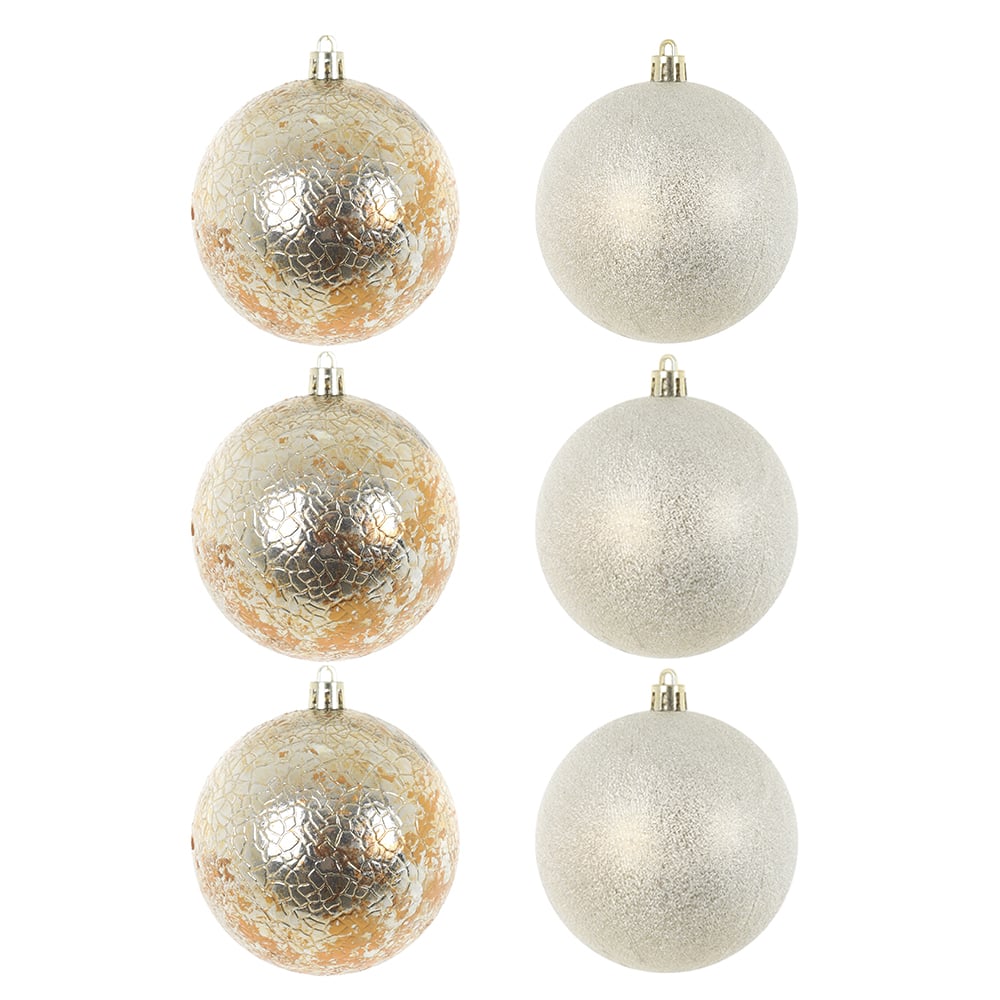 BOLAS DECORADAS NATAL C/6 UND PVC (COBRE PRATA) 8D