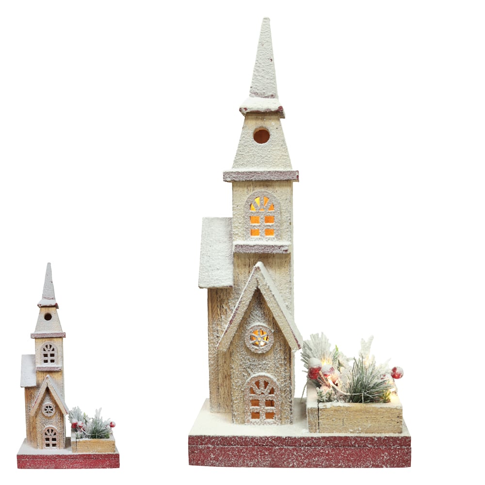 CASA DECORATIVA  C/LED 50X11cm (BEGE VERMELHO)