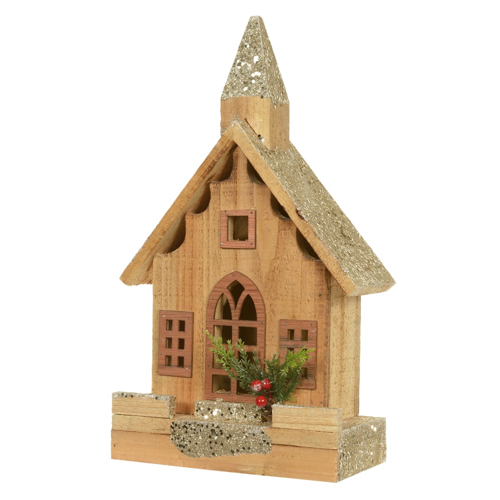 CASA DECORATIVA  C/LED 35X5cm (BEGE CHAMPANHE)