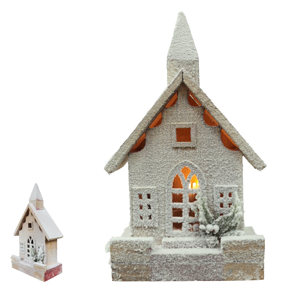 CASA DECORATIVA  C/LED 35X5cm (BEGE VERMELHO)