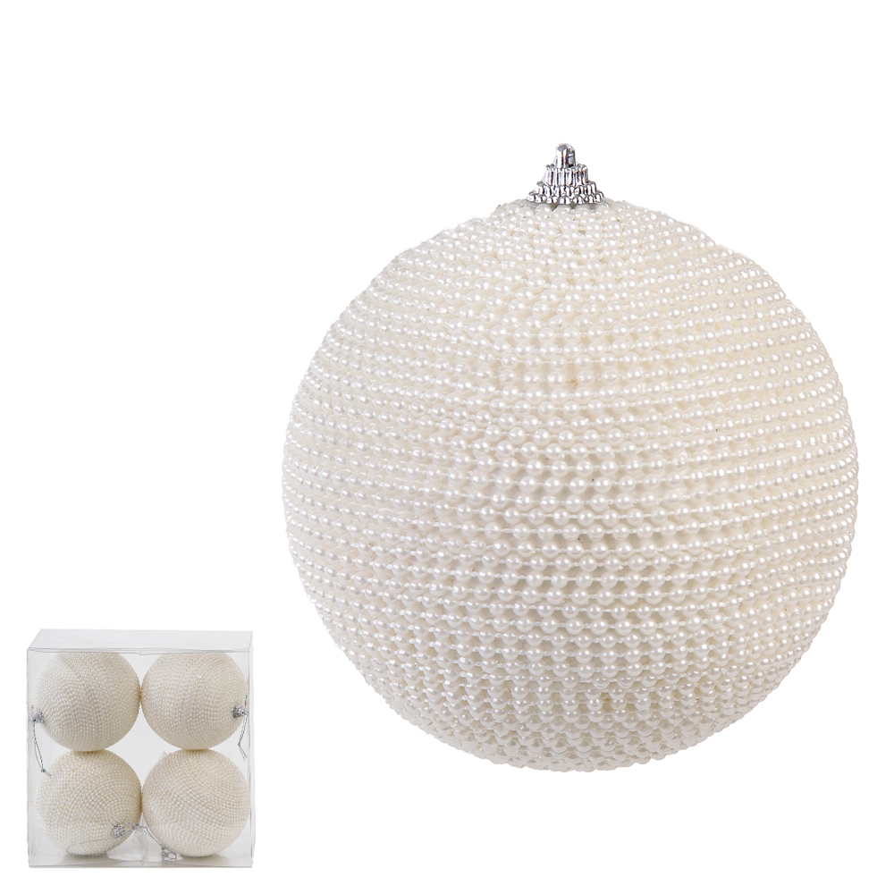 BOLAS DECORADAS NATAL C/4 UND PVC (BRANCO) 10D