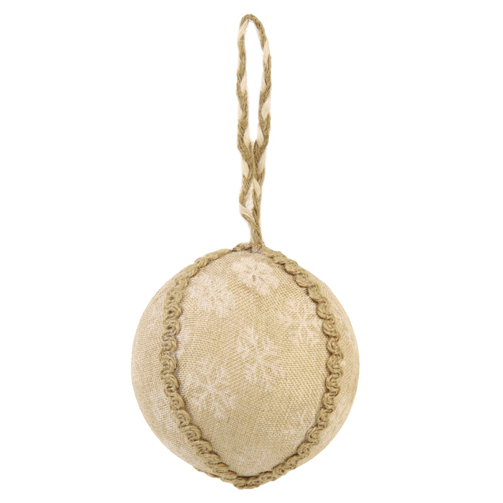 BOLA DECORADA NATAL (BEGE) 10cm