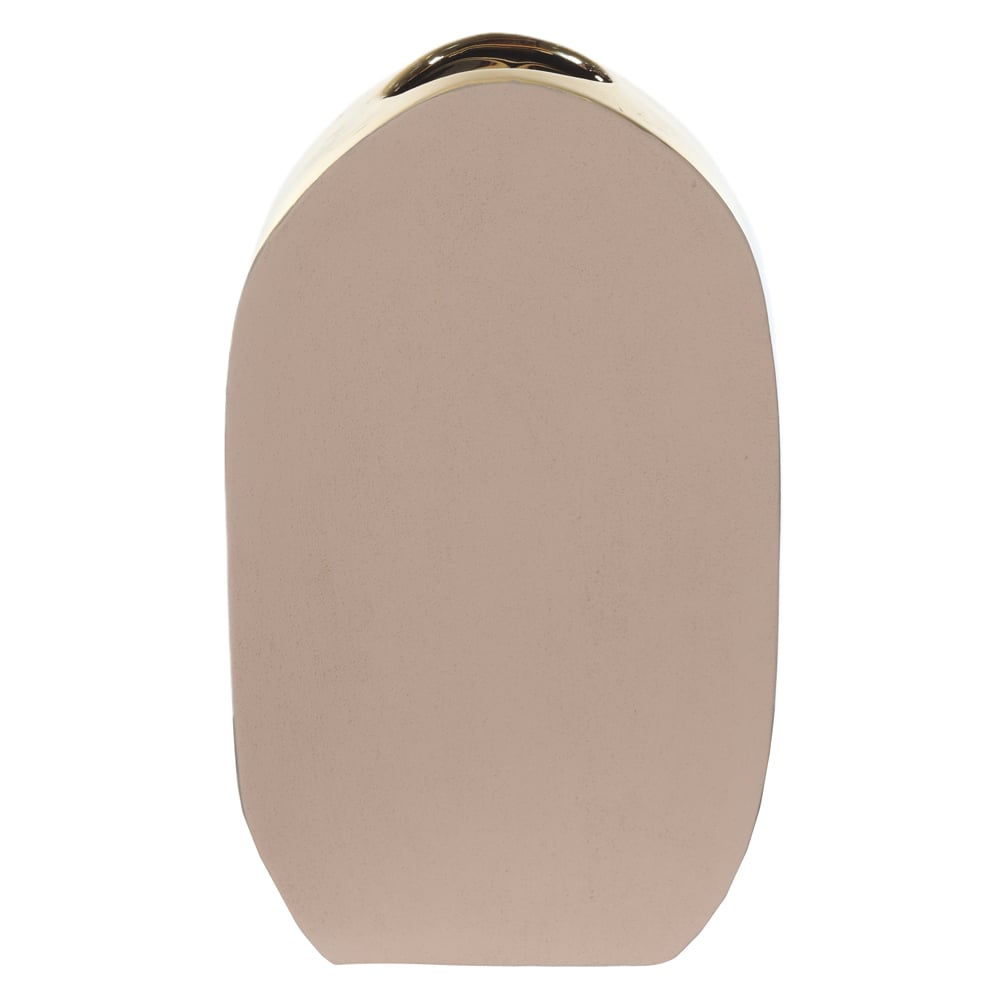 VASO DECORATIVO CERAMICA TEXTURIZADO (BEGE DOURADO) 29,5X17,5X7,5cm