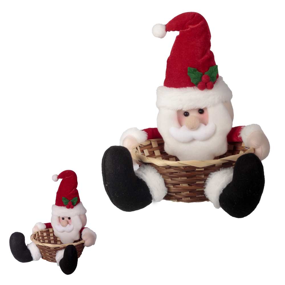 CESTA NATAL PAPAI NOEL (VERMELHO BRANCO) 30X23cm