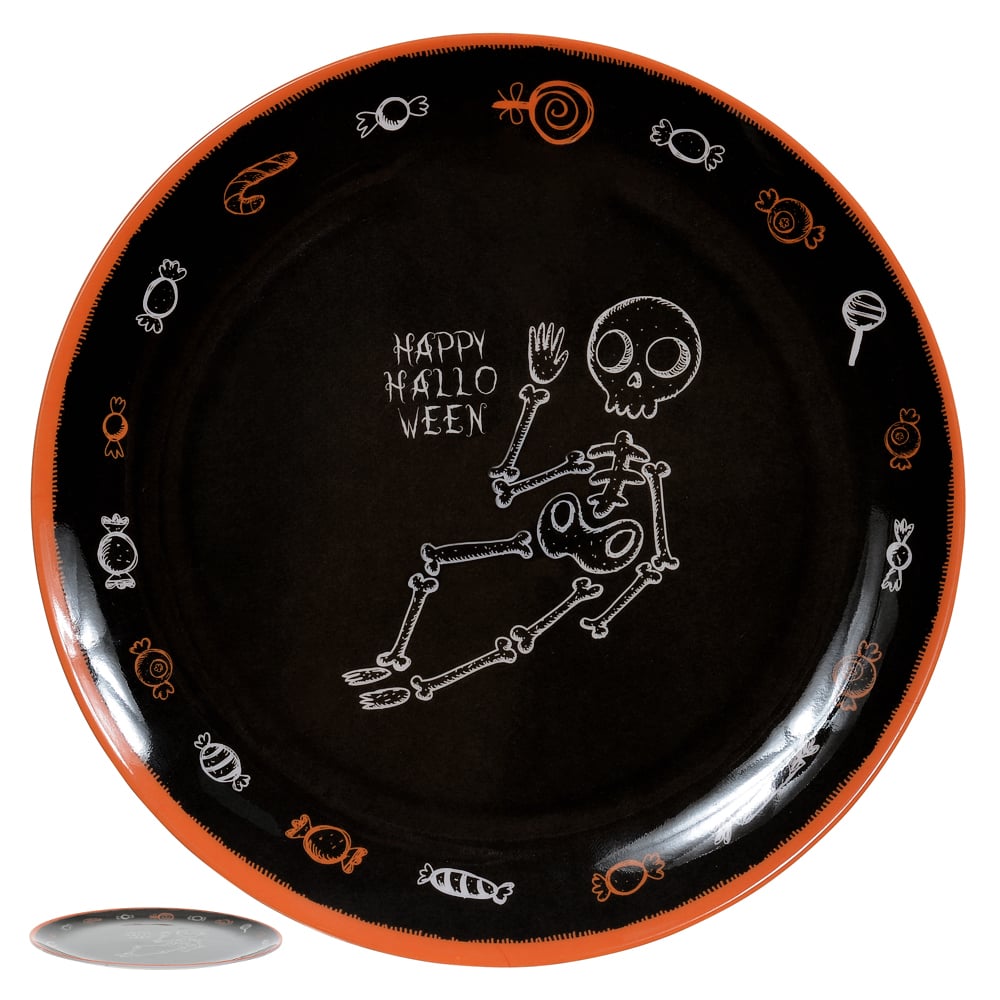 PRATO MELAMINA SOBREMESA HALLOWEEN FANTASMA (PRETO LARANJA) 20cm