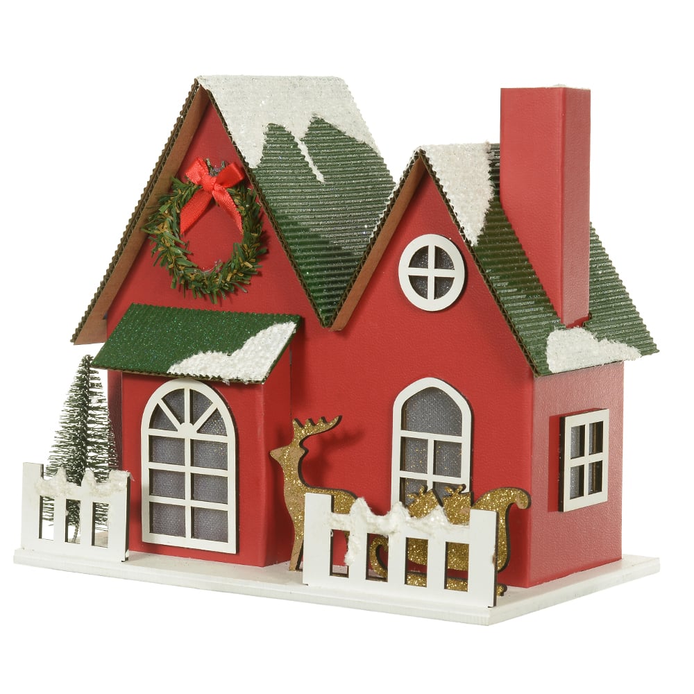 NATAL  CASINHA DECORATIVA C/LED 19X13X21,5cm (COLORIDO)