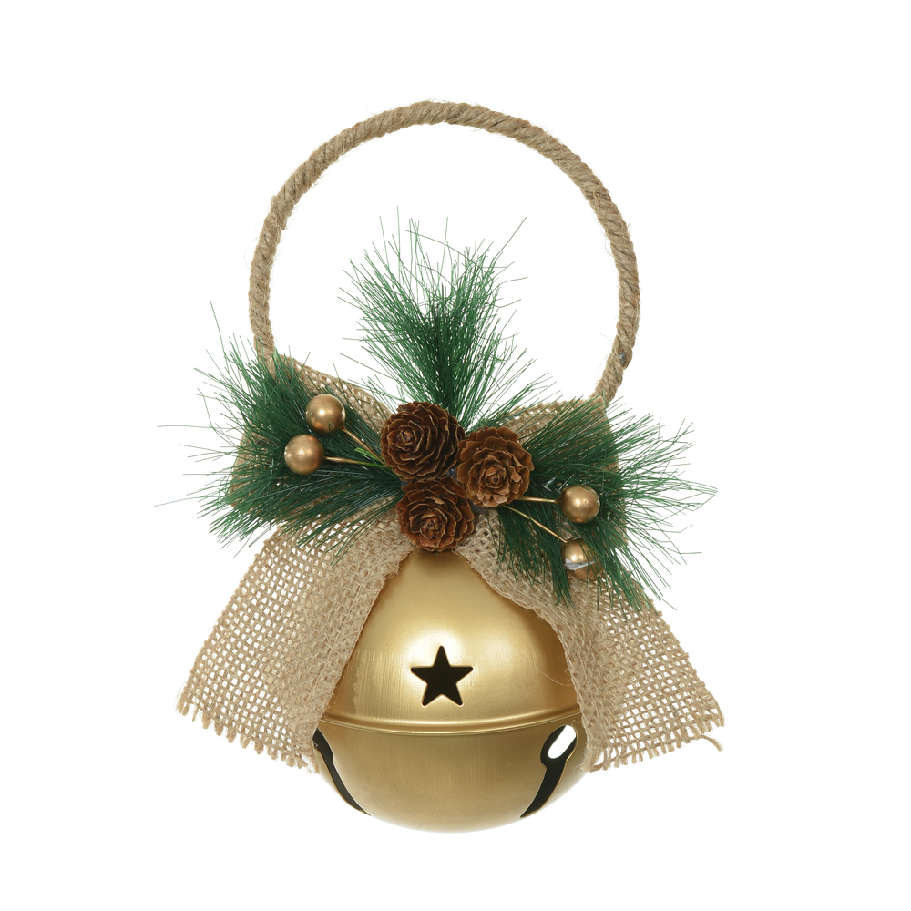 DECORACAO NATAL  GUIZO METAL. 18X15X10cm (DOURADO)