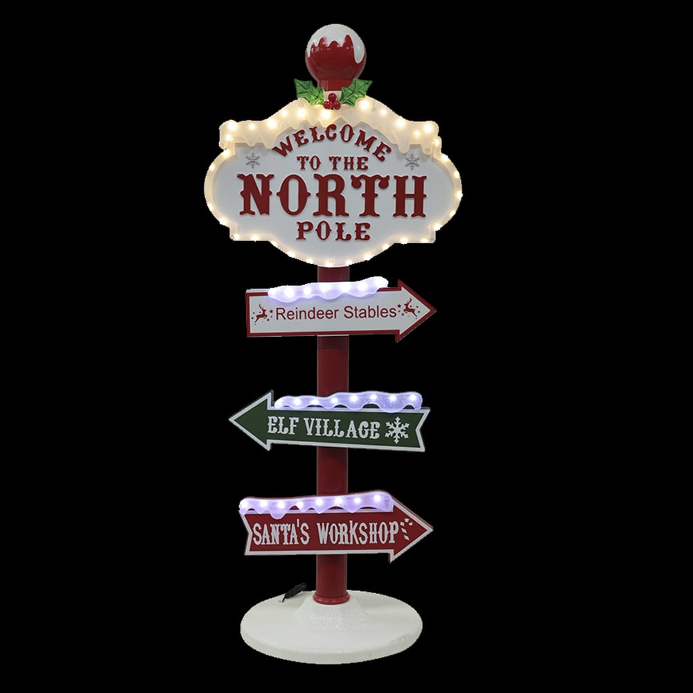 NATAL  PLACA NORTH POLE C/LED (COLORIDO) 95X29,6cm (COLORIDO)
