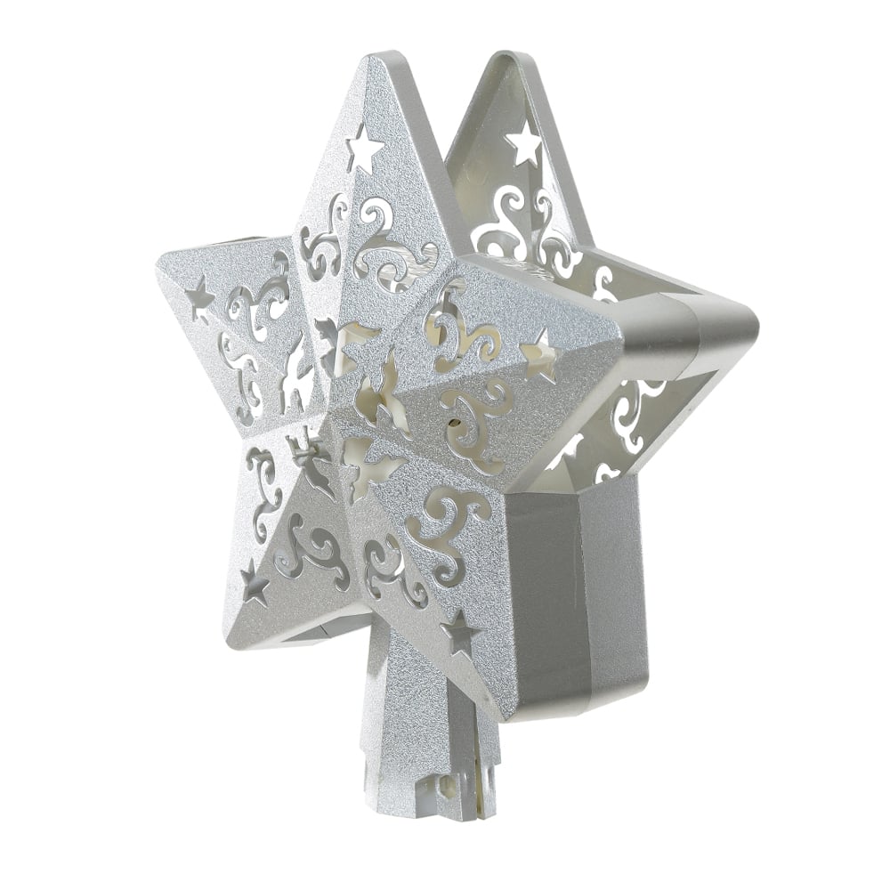 NATAL  PONTEIRA ILUMINADA ESTRELA C/LED 24X9,5X21cm (PRATA)