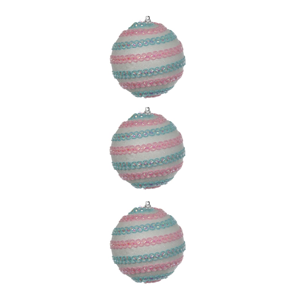 BOLA DECORADA NATAL C/3 PVC (ROSA AZUL) 10cm