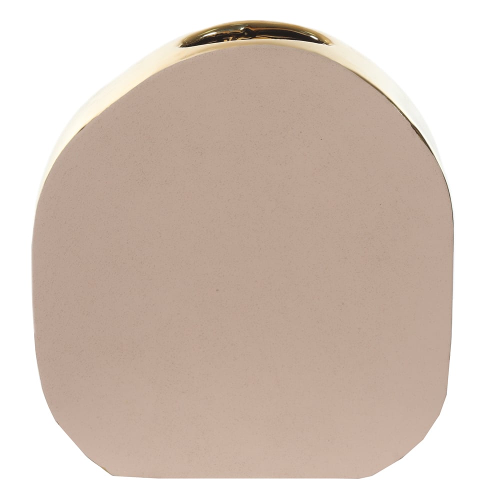 VASO DECORATIVO CERAMICA TEXTURIZADO (BEGE DOURADO) 22X20,5X6cm