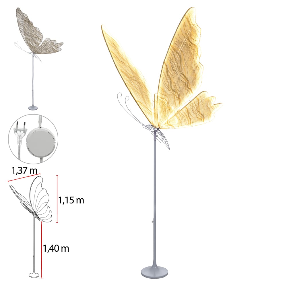 LUZ DECOR BORBOLETA BIVOLT C/BASE (BRANCO QUENTE) 1,4m